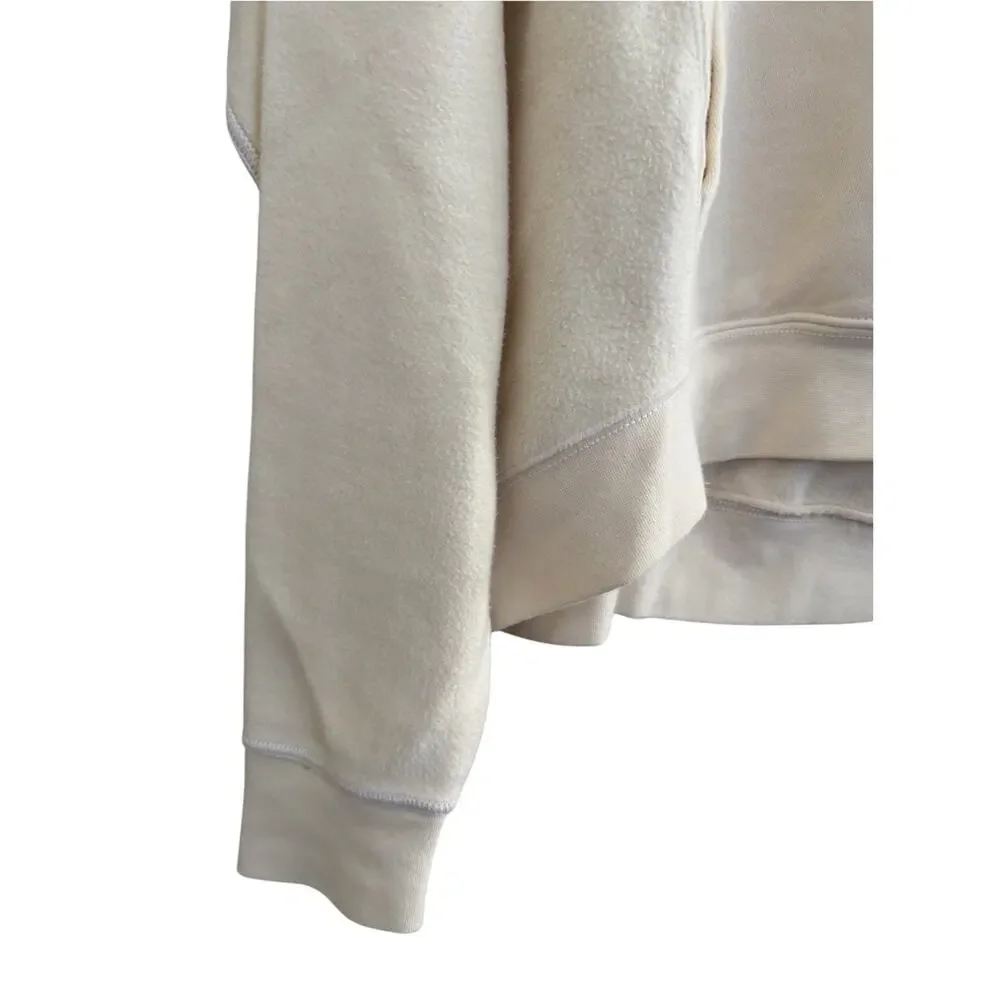 BDG Womens Oversized Cropped Size Medium Cream Colored Hoodie Split VNeck #NE